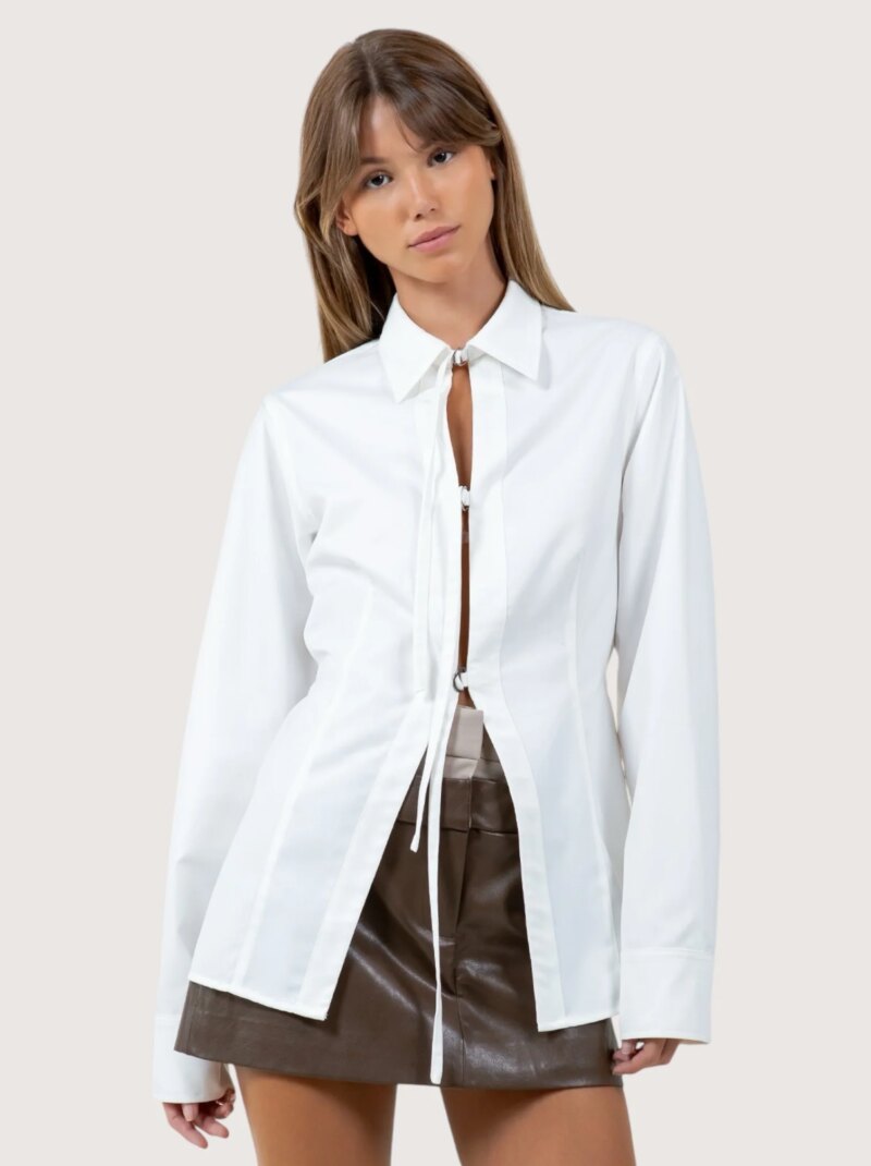 Chic White Blouse With Modern Detailing