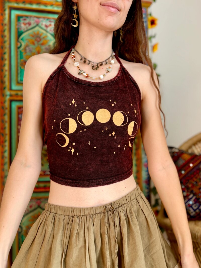 Stylish Moon Phase Halter Top