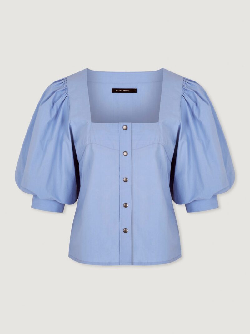 Elegant Puff Sleeve Square Neck Blouse